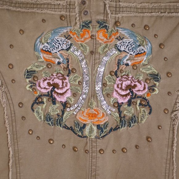 Romeo & Juliette Size L Jacket Embroidered Metal Buttons Faded Olive Green - Picture 6 of 12